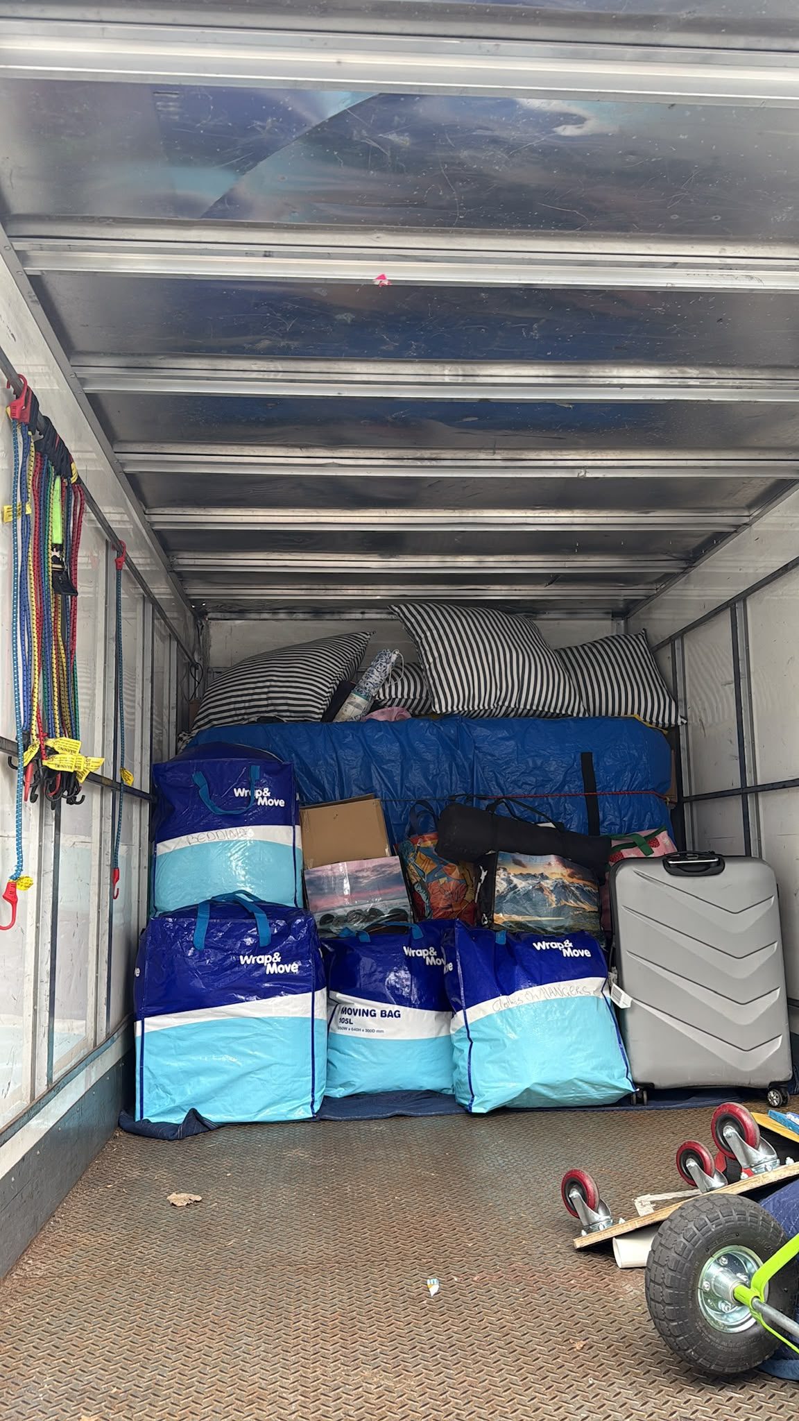 Fully loaded moving truck interior